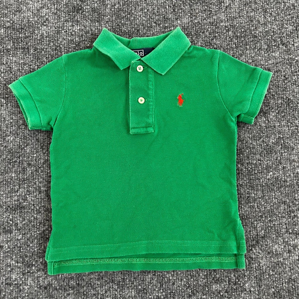 Polo Ralph Lauren Polo Shirt Baby 9M Green Short Sleeve Pique Red Pony Logo
